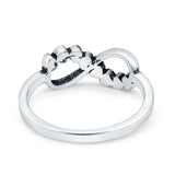Infinity Hearts Band Oxidized Ring Solid 925 Sterling Silver