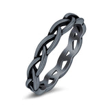 Infinity Band Oxidized Ring Solid Round 925 Sterling Silver