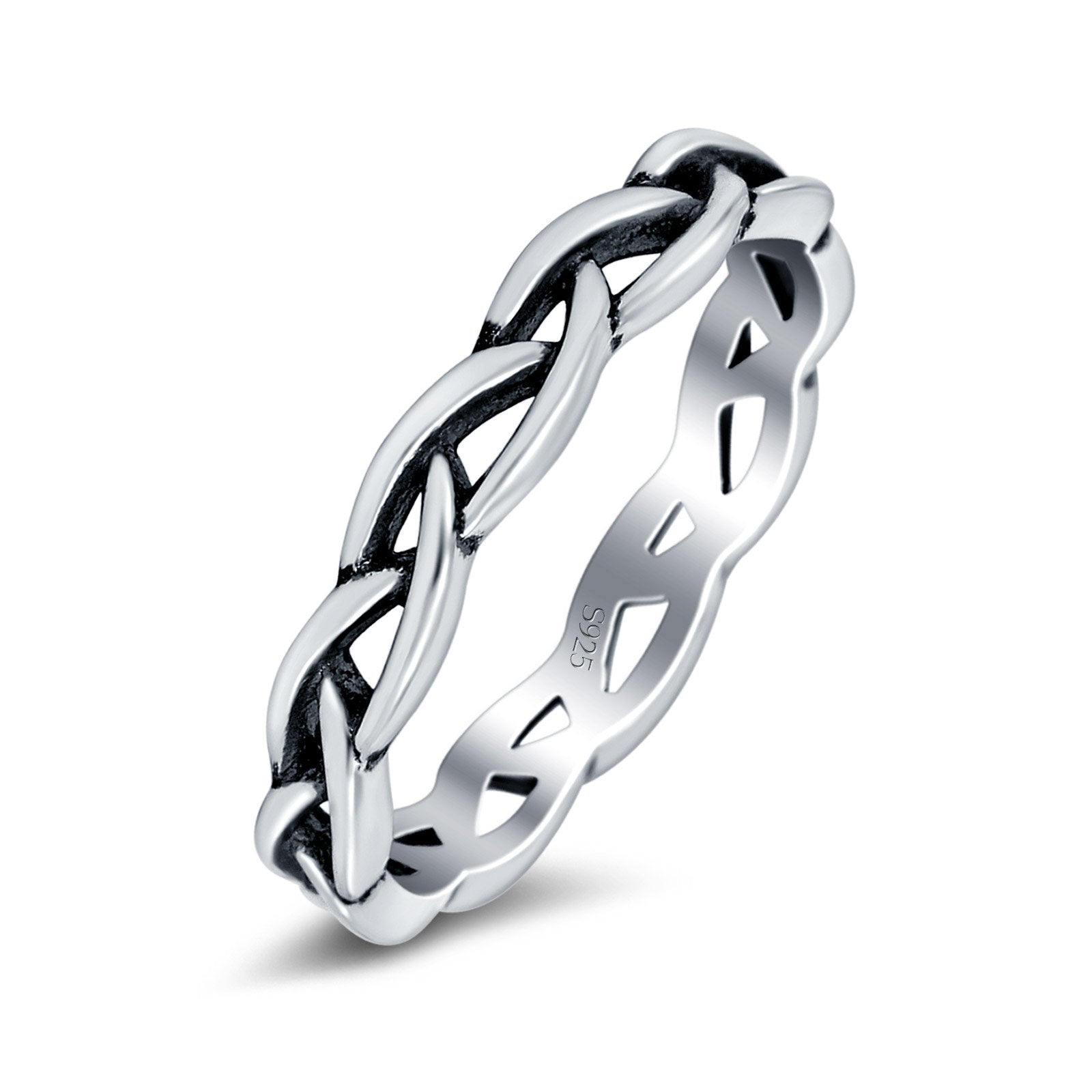 Infinity Band Oxidized Ring Solid Round 925 Sterling Silver