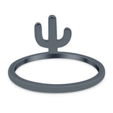 Cactus Ring Oxidized Band Solid 925 Sterling Silver Thumb Ring (10mm)