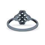 Infinity Adorned Hearts Filigree Knot Unique Design Oxidized Band Solid 925 Sterling Silver Thumb Ring Swirl (9mm)