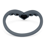 V Shaped Ring Oxidized Band Solid 925 Sterling Silver Thumb Ring (8mm)