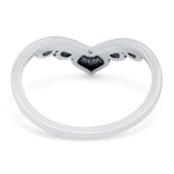 V Shaped Ring Oxidized Band Solid 925 Sterling Silver Thumb Ring (8mm)