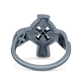 Vintage Triquetra Celtic Cross Traditional Infinity Knot Fashionable Oxidized Ring Band Thumb Ring (17mm)