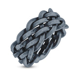 Interlacing Braided Woven Celtic Knot Woven Celtic Knot Oxidized Band Solid 925 Sterling Silver Thumb Ring (9mm)
