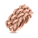 Interlacing Braided Woven Celtic Knot Woven Celtic Knot Oxidized Band Solid 925 Sterling Silver Thumb Ring (9mm)