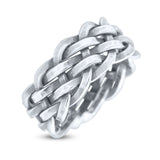 Interlacing Braided Woven Celtic Knot Woven Celtic Knot Oxidized Band Solid 925 Sterling Silver Thumb Ring (9mm)