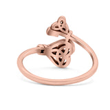 Triquetra Love Key Celtic Knot Heart Shape Propensity Oxidized Ring Band Thumb Ring (14mm)