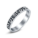 Moons and Stars Oxidized Ring Solid 925 Sterling Silver