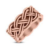 Twisted Braided Full Eternity Ring Oxidized Band Solid 925 Sterling Silver Thumb Ring (10mm)