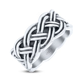 Twisted Braided Full Eternity Ring Oxidized Band Solid 925 Sterling Silver Thumb Ring (10mm)