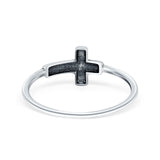 Textured Sideways Cross Band Petite Dainty Thumb Plain Ring 925 Sterling Silver