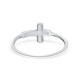 Textured Sideways Cross Band Petite Dainty Thumb Plain Ring 925 Sterling Silver