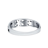 3 Flower Plain Ring Band Oxidized 925 Sterling Silver