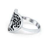 Sterling Silver Filigree Heart Tree of Life Band Ring Round 925 Sterling Silver