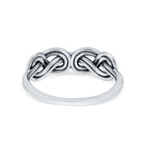 Celtic Crisscross Tangled Knot Band Oxidized Plain Ring Round 925 Sterling Silver