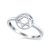 Jewish Star Plain Ring Band 925 Sterling Silver