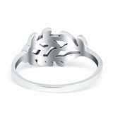 Leaves Band Oxidized Leaf Plain Ring 925 Sterling Silver