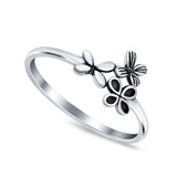 Three Butterflies Ring Plain Band Oxidized 925 Sterling Silver