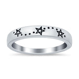 Star Band Plain Ring 925 Sterling Silver (4mm)
