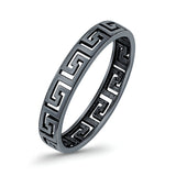 Aztec Ring Oxidized Band Solid 925 Sterling Silver Thumb Ring (4mm)