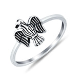 Oxidized Bird Plain Ring Band 925 Sterling Silver