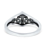 Filigree Cross Plain Ring Oxidized Cross Band 925 Sterling Silver