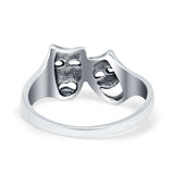 Comedy Mask Smile Now Cry Later Oxidized Plain Ring 925 Sterling Silver