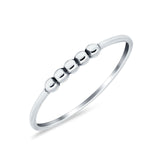 Petite Beaded Plain Ring Band 925 Sterling Silver