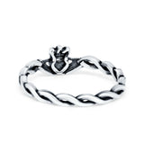 Rope Claddagh Band Oxidized 6mm Plain Thumb Ring 925 Sterling Silver