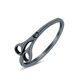 Scissors Band Oxidized Ring Solid 925 Sterling Silver