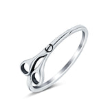 Scissors Band Oxidized Ring Solid 925 Sterling Silver