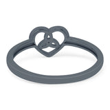 Celtic Heart Band Oxidized Ring Solid 925 Sterling Silver Thumb Ring (7mm)