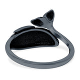 Whale Ring Oxidized Band Solid 925 Sterling Silver (13mm)