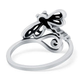 Dragonfly Band Oxidized Ring Solid 925 Sterling Silver Thumb Ring (15mm)