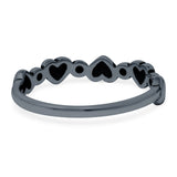 Dots and Hearts Band Oxidized Ring Solid 925 Sterling Silver Thumb Ring (3.5mm)