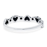 Dots and Hearts Band Oxidized Ring Solid 925 Sterling Silver Thumb Ring (3.5mm)