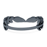 Fern Leaves Ring Oxidized Band Solid 925 Sterling Silver Thumb Ring (5mm)
