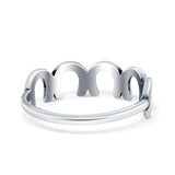 Simple Plain Oxidized Horseshoe Ring Solid 925 Sterling Silver (6mm)