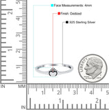 Heart Band Oxidized Ring Solid 925 Sterling Silver Thumb Ring (4mm)
