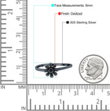 Flower Band Oxidized Ring Solid 925 Sterling Silver Thumb Ring (8mm)