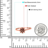 Flower Band Oxidized Ring Solid 925 Sterling Silver Thumb Ring (8mm)