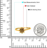 Flower Band Oxidized Ring Solid 925 Sterling Silver Thumb Ring (8mm)