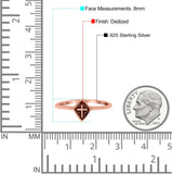 Cross Band Oxidized Ring Solid 925 Sterling Silver Thumb Ring (8mm)
