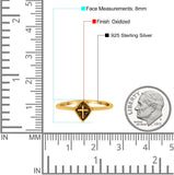 Cross Band Oxidized Ring Solid 925 Sterling Silver Thumb Ring (8mm)
