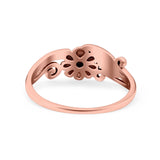 Flower Ring Oxidized Band Solid 925 Sterling Silver Thumb Ring (7mm)