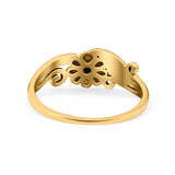 Flower Ring Oxidized Band Solid 925 Sterling Silver Thumb Ring (7mm)