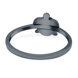Turtle Band Oxidized Ring Solid 925 Sterling Silver Thumb Ring (8mm)