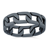 Link Chain Band Oxidized Ring Solid 925 Sterling Silver Thumb Ring (6mm)