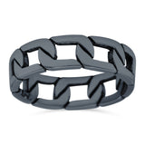 Link Chain Band Oxidized Ring Solid 925 Sterling Silver Thumb Ring (6mm)